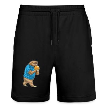 Sloth Bowling Boule de bowling - Short de jogging bio TRAINER Stanley/Stella unisexe - noir - Devant - Nik (191cm) & Marisol (170cm)