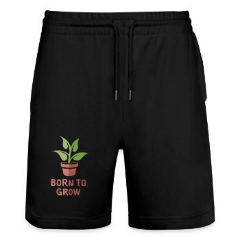 born to grow - Plants and Botany Love - Stanley/Stella Trainer Unisex Organic Jogging Shorts - black - Front - Nik (191cm) & Marisol (170cm)
