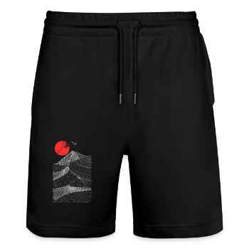 Rote Sonne über Bergen Abstrakt - Stanley/Stella Unisex Bio Joggingshorts Trainer  - Schwarz - Vorne - Nik (191cm) & Marisol (170cm)