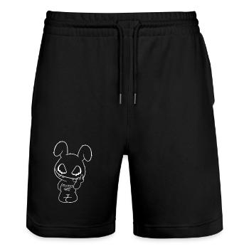 böses Hasi einfache Zeichnung Halloween - Stanley/Stella Unisex Bio Joggingshorts Trainer  - Schwarz - Vorne - Nik (191cm) & Marisol (170cm)