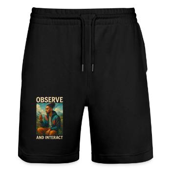 Observe & Interact - Stanley/Stella Unisex Bio Joggingshorts Trainer  - Schwarz - Vorne - Nik (191cm) & Marisol (170cm)