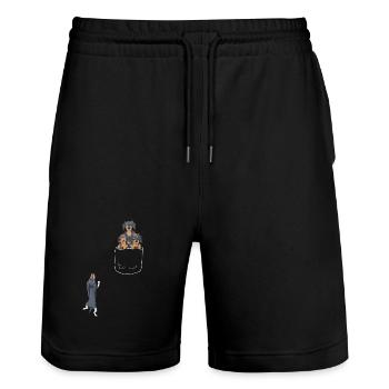 T-shirt de poche teckel - Short de jogging bio TRAINER Stanley/Stella unisexe - noir - Devant - Nik (191cm) & Marisol (170cm)