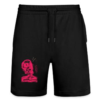 Romantischer Schädel - Stanley/Stella Unisex Bio Joggingshorts Trainer  - Schwarz - Vorne - Nik (191cm) & Marisol (170cm)