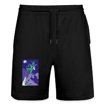 The Fool - Tarot Major Arcana Illustration - Stanley/Stella Trainer Unisex Organic Jogging Shorts - black - Front - Nik (191cm) & Marisol (170cm)