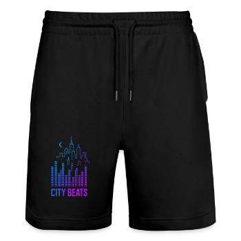 City Beats – Urban Sound - Stanley/Stella Trainer Unisex Organic Jogging Shorts - black - Front - Nik (191cm) & Marisol (170cm)