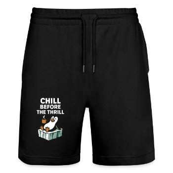 Chill Before The Thrill Penguin Fun Winter Vibes - Short de jogging bio TRAINER Stanley/Stella unisexe - noir - Devant - Nik (191cm) & Marisol (170cm)