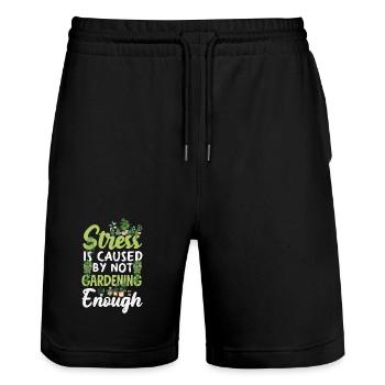 Cadeaux pour les jardins et les amoureux des plantes - Short de jogging bio TRAINER Stanley/Stella unisexe - noir - Devant - Nik (191cm) & Marisol (170cm)
