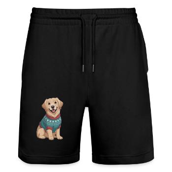 Nordic dog in sweater - Stanley/Stella Trainer Unisex Organic Jogging Shorts - black - Front - Nik (191cm) & Marisol (170cm)