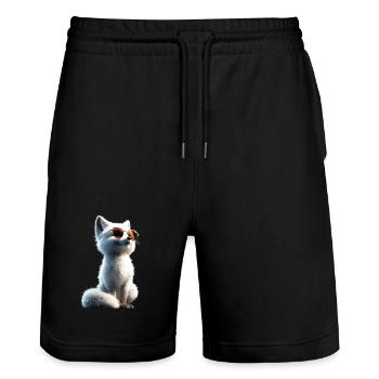 Polarfuchs Schneefuchs Eisfuchs Süßer Weißer Fuchs - Stanley/Stella Unisex Bio Joggingshorts Trainer  - Schwarz - Vorne - Nik (191cm) & Marisol (170cm)
