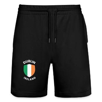 Dublin shield with the colours of Ireland - Stanley/Stella Trainer Unisex Organic Jogging Shorts - black - Front - Nik (191cm) & Marisol (170cm)