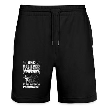 Pharmacist Pharmaceutical Technical - Stanley/Stella Trainer Unisex Organic Jogging Shorts - black - Front - Nik (191cm) & Marisol (170cm)