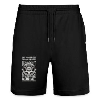 Tenue viking Valhalla Mythologie nordique - Short de jogging bio TRAINER Stanley/Stella unisexe - noir - Devant - Nik (191cm) & Marisol (170cm)