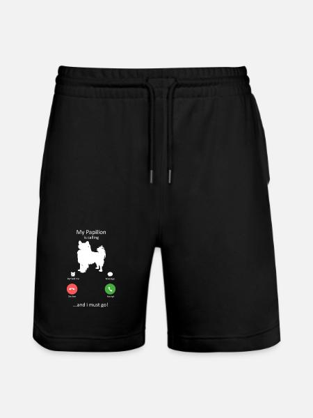 Papillon Dog Calling Smartphone Interface - Stanley/Stella Trainer Unisex Organic Jogging Shorts - black
