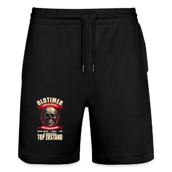 Oldtimer - Special Edition - Stanley/Stella Trainer Unisex Organic Jogging Shorts - black - Front - Nik (191cm) & Marisol (170cm)