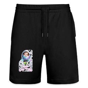 Explosion des œufs de bébé de Bourgeon de Pâques - Short de jogging bio TRAINER Stanley/Stella unisexe - noir - Devant - Nik (191cm) & Marisol (170cm)