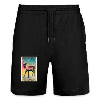 Rentiere Rentier - Stanley/Stella Unisex Bio Joggingshorts Trainer  - Schwarz - Vorne - Nik (191cm) & Marisol (170cm)