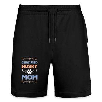 Certified Husky Mom - Stanley/Stella Trainer Unisex Organic Jogging Shorts - black - Front - Nik (191cm) & Marisol (170cm)