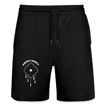 Conception de goutte en nid d’abeille - Short de jogging bio TRAINER Stanley/Stella unisexe - noir - Devant - Nik (191cm) & Marisol (170cm)