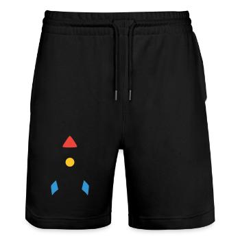 Abstract Rocket Spaceship - Stanley/Stella Trainer Unisex Organic Jogging Shorts - black - Front - Nik (191cm) & Marisol (170cm)