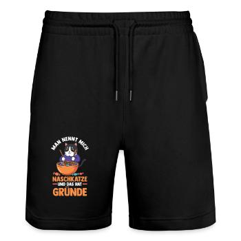 Süschigkeiten Naschkatze Süßes Mädchen - Stanley/Stella Unisex Bio Joggingshorts Trainer  - Schwarz - Vorne - Nik (191cm) & Marisol (170cm)