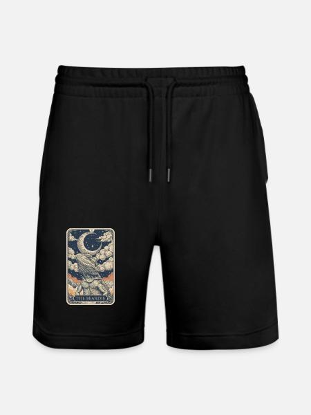 The Beardie Tarot Bearded Dragon Lover - Stanley/Stella Trainer Unisex Organic Jogging Shorts - black