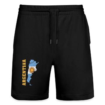 Carte argentine Drapeau Vintage Design - Short de jogging bio TRAINER Stanley/Stella unisexe - noir - Devant - Nik (191cm) & Marisol (170cm)