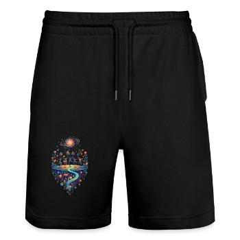 Schwarzes Loch Weltentanz der Psy Farben Galaxie - Stanley/Stella Unisex Bio Joggingshorts Trainer  - Schwarz - Vorne - Nik (191cm) & Marisol (170cm)