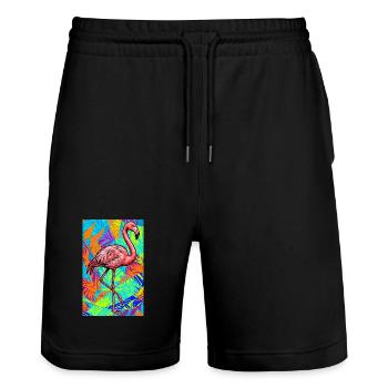Flamant - Short de jogging bio TRAINER Stanley/Stella unisexe - noir - Devant - Nik (191cm) & Marisol (170cm)