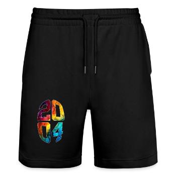 22 JAHRE ALT 2004 22. GEBURTSTAG - Stanley/Stella Unisex Bio Joggingshorts Trainer  - Schwarz - Vorne - Nik (191cm) & Marisol (170cm)