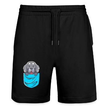 Newfoundland - Stanley/Stella Trainer Unisex Organic Jogging Shorts - black - Front - Nik (191cm) & Marisol (170cm)