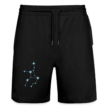Constellation de l’étoile de la Vierge Signe du zodiaque bleu pastel - Short de jogging bio TRAINER Stanley/Stella unisexe - noir - Devant - Nik (191cm) & Marisol (170cm)