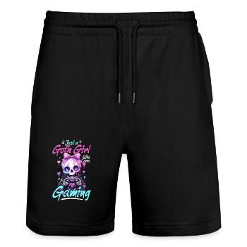 Pastel Goth Soft Goth Gaming Gamer - Stanley/Stella Unisex Bio Joggingshorts Trainer  - Schwarz - Vorne - Nik (191cm) & Marisol (170cm)