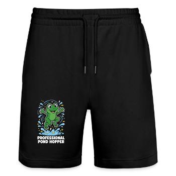 Professional Pond Hopper Frog - Stanley/Stella Trainer Unisex Organic Jogging Shorts - black - Front - Nik (191cm) & Marisol (170cm)