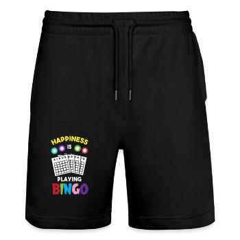 Bingo - Stanley/Stella Trainer Unisex Organic Jogging Shorts - black - Front - Nik (191cm) & Marisol (170cm)