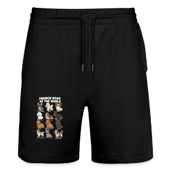 Französische Hunderassen-diagramm Niedliche - Stanley/Stella Unisex Bio Joggingshorts Trainer  - Schwarz - Vorne - Nik (191cm) & Marisol (170cm)