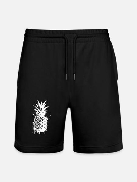 Splashed pineapple spray - Stanley/Stella Trainer Unisex Organic Jogging Shorts - black