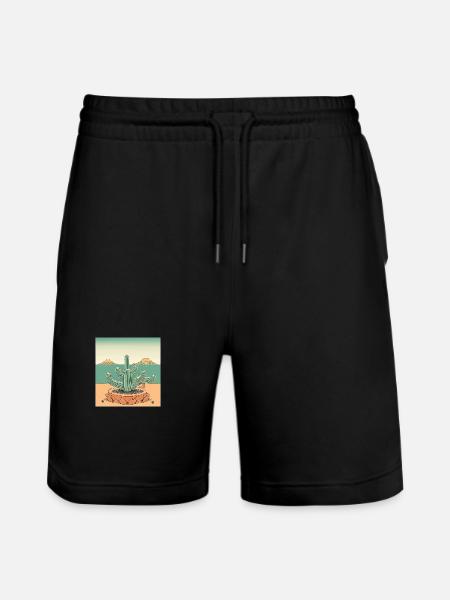 Cactus With Mountains - Stanley/Stella Trainer Unisex Organic Jogging Shorts - black