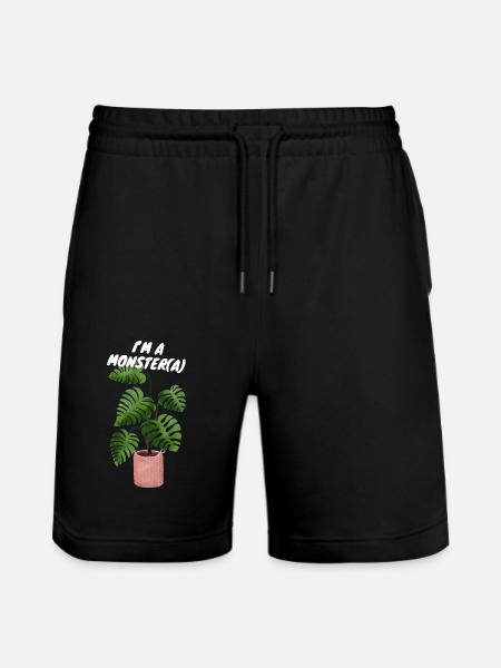 MONSTERA MONSTER PLANT - Stanley/Stella Trainer Unisex Organic Jogging Shorts - black