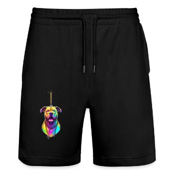 Chien pendu en Neon Light Art - Chemise Bruh-Style ! - Short de jogging bio TRAINER Stanley/Stella unisexe - noir - Devant - Nik (191cm) & Marisol (170cm)