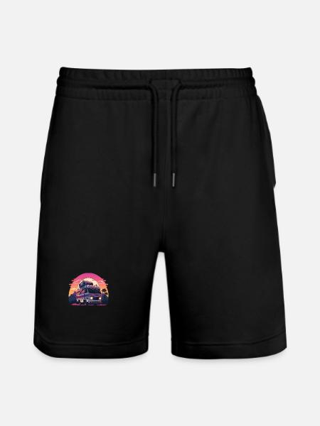 Synthwave Camper sunset - Stanley/Stella Unisex Bio Joggingshorts Trainer - Schwarz