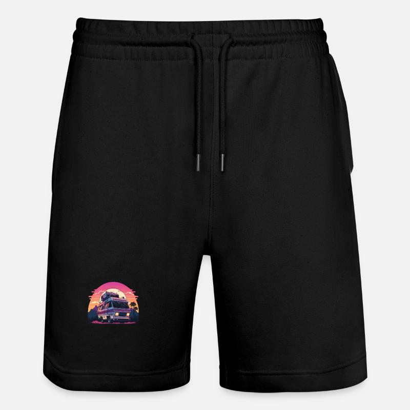 Synthwave Camper coucher de soleil - Short de jogging bio TRAINER Stanley/Stella unisexe - noir