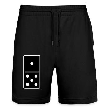 DOMINO STONE 1:5 - VARIABLE COLOR - VECTOR DESIGN! - Stanley/Stella Unisex Bio Joggingshorts Trainer  - Schwarz - Vorne - Nik (191cm) & Marisol (170cm)