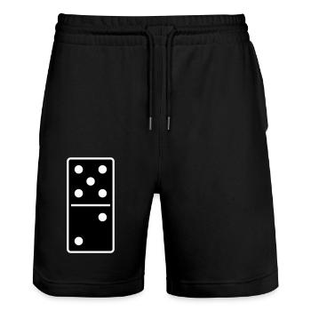 DOMINO STONE 5:2 - VARIABLE COLOR - VECTOR DESIGN! - Stanley/Stella Unisex Bio Joggingshorts Trainer  - Schwarz - Vorne - Nik (191cm) & Marisol (170cm)