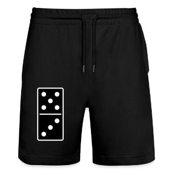 DOMINO STONE 5:3 - VARIABLE COLOR - VECTOR DESIGN! - Stanley/Stella Unisex Bio Joggingshorts Trainer  - Schwarz - Vorne - Nik (191cm) & Marisol (170cm)