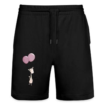 Niedliche Giraffe große Schwester - Stanley/Stella Unisex Bio Joggingshorts Trainer  - Schwarz - Vorne - Nik (191cm) & Marisol (170cm)