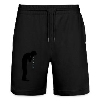 Heulen Tropfen Depression - Stanley/Stella Unisex Bio Joggingshorts Trainer  - Schwarz - Vorne - Nik (191cm) & Marisol (170cm)