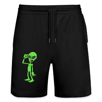 Alien confus - Short de jogging bio TRAINER Stanley/Stella unisexe - noir - Devant - Nik (191cm) & Marisol (170cm)
