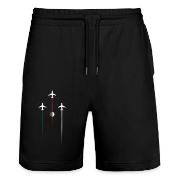 Algeria Airlines - Stanley/Stella Trainer Unisex Organic Jogging Shorts - black - Front - Nik (191cm) & Marisol (170cm)