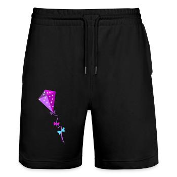 Bunter Drachen - Stanley/Stella Unisex Bio Joggingshorts Trainer  - Schwarz - Vorne - Nik (191cm) & Marisol (170cm)