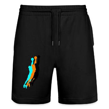 Basketballer Silhouette 3 - Stanley/Stella Trainer Unisex Organic Jogging Shorts - black - Front - Nik (191cm) & Marisol (170cm)